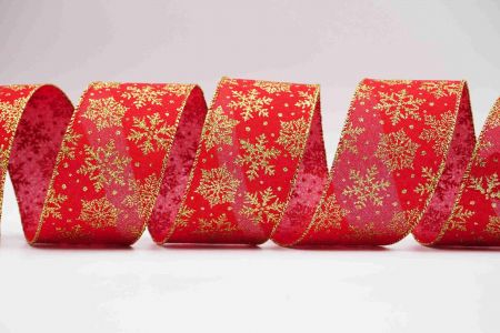 Glitter Snowflakes Wired Ribbon_KF7199G-7_red